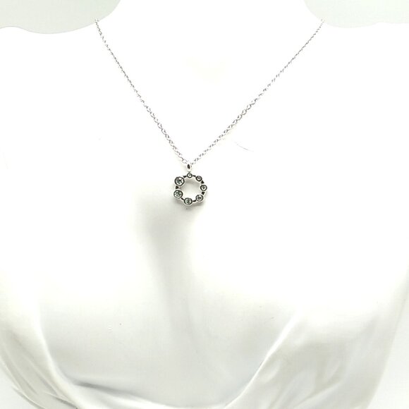 Dana Bachman Delicate Open Circle Crystal Necklace Silver-tone NWOT 18" - Picture 4 of 11